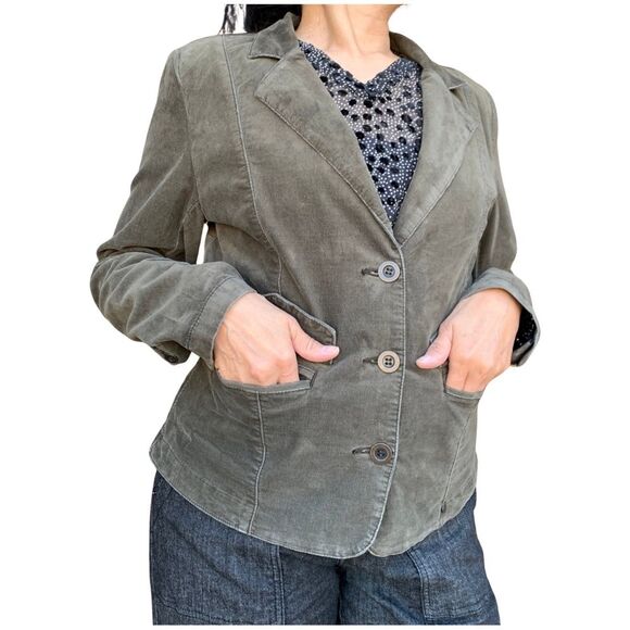 J. Jill Gray Corduroy Blazer Women's Size Large Preppy Neutral Coat - Picture 1 of 9